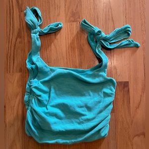 Free People teal crop top with ruched sides